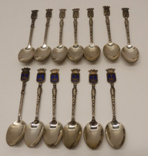 *13 ANCIENNES PETITES CUILLERES VILLE D'ANGOULEME 5 BLASONS EMAILLES BLEUS D