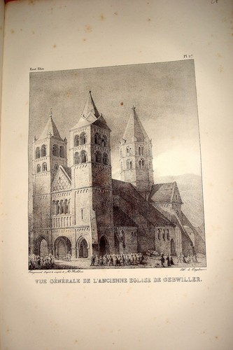 Alsace rhin lithographie - rhin,