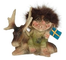 Troll Nyform 066 Avec Élan Et Drapeau Suédois Original Norvégien Porte-Bonheur