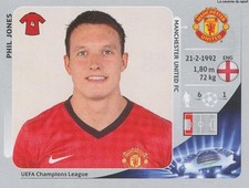521 PHIL JONES ENGLAND MANCHESTER UNITED CHAMPIONS LEAGUE 2013 STICKER PANINI