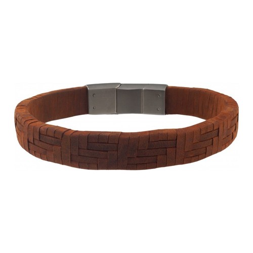 Bracelet fermoir acier cuir - -,