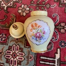 VASE ANCIEN PORCELAINE JAUNE DORÉ SAXE Décor Floral CIRCA 1910 Restauré - Rare !