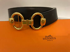 Ceinture Hermes femme, cuir réversible noir / blanc (taille 74)