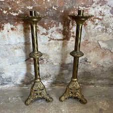 Paire de chandeliers d’église – XIXe siècle – Bronze doré – Couvent italie