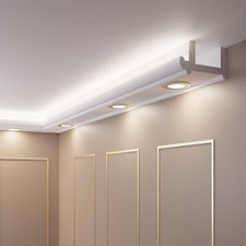 20 Mètres + Coin LED Moulure en Stuc Plafond Profil pour Eclairage Indirect Mur