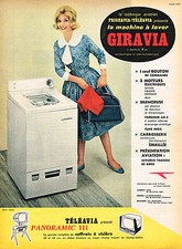 PUBLICITE ADVERTISING 025  1959  GIRAVIA  machine à laver TELEAVIA  téléviseur