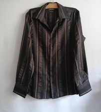 Chemise noire et marron viscose polyester élasth ajustée T40 Studio AT (4507015)