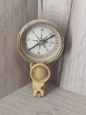 ANCIENNE BOUSSOLE / loupe /miroir GERMANY en Métal et Bakélite Blanche 