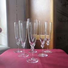 6 flutes a champagne en cristal  Daum modèle boléro  H 21 cm signé 3