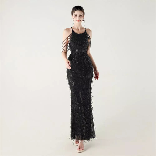 Robe longue noir avec des - longue,