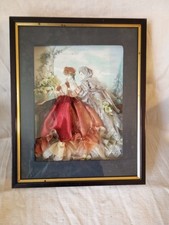 ancien cadre mode des années 50 décor relief en tissu