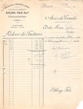 1922 DOUBLURES ET BOUTONS EN GROS ETLING FILS A PARIS - M. VERHELLE A ROUBA