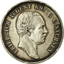 Monnaie, Etats allemands, SAXONY-ALBERTINE, Friedrich August III, 3 Mark, 1909
