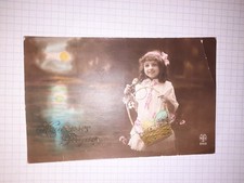 CPA , heureuses pâques, enfant panier oeuf , A.noyer  2105 , vierge