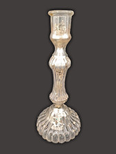 Ancien verre soufflé églomisé mercurisé  Chandelier bougie flambeau bougeoir XIX