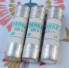 3x Ferraz Fusible 14x51,  1A, 500V. Lot de 3