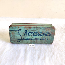 Boîte Décorative En Fer Bleu Pour Machine À Coudre Vintage Des Années 1950 TN402