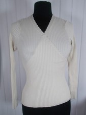 Pull croisé cache coeur 80% soie blanc cassé stretch SOIE POUR SOI T.U 36/38 