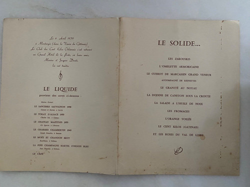 Old menu club des 100 - old,