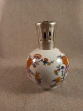 Lampe Berger vintage signée Limoges, diffuseur de parfum en céramique fleurie