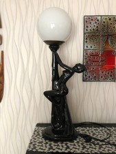 grande lampe art déco femme nue céramique noire 75 cm