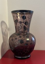 Vase Art Nouveau verre bohémien irisé décor floral argenté Jugendstil 1900