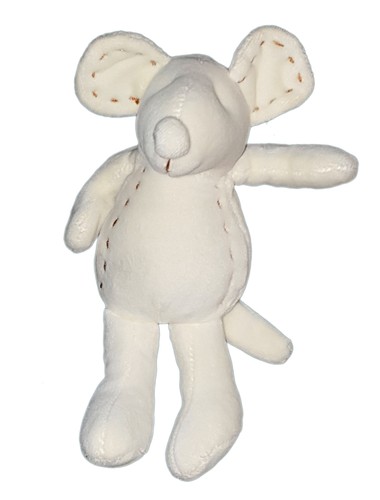 Doudou souris blanche grelot