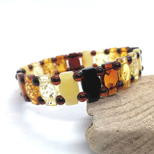 Bracelet élastique ambré unique bijoux modernes naturels baltes hommes femmes