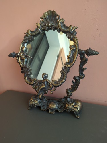 Miroir maquillage laiton - miroir, de