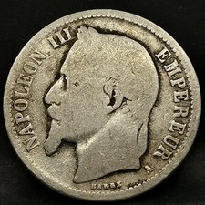 1 FRANC 1866 A PARIS ARGENT 835‰ NAPOLEON III TETE LAUREE / FRANCE / USURE