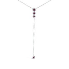 Rubis Diamant Sautoir 14K or Blanc Goutte Y Pendentif 0.34TCW Rond Naturel