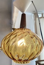 Magnifique Lustre Suspension En Verre Ambrée Vintage Années 70 Très bon état