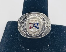 Antique Sterling Lustrant National Alliance Américain Znp Aigle Militaire Bague