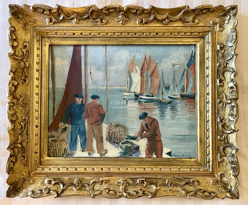 Ancien tableau marine mer port
