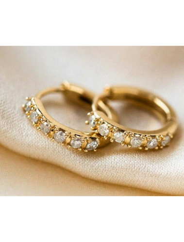 14k massif diamant huggie - or,