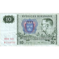 [#196394] Sweden, 10 Kronor, 1963-1990, 1984, KM:52e, AU
