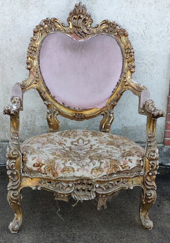 Ancien grand fauteuil bois - grand,