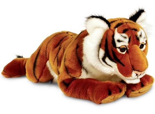 Peluche tigre roux couché