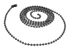 CHAINE 70 CM Collier BILLES Boules NOIRES ACIER GUN #24232 