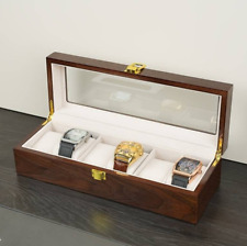 Coffret Pour 6 Montres En Bois Peint & Cuir Boîte à Montre, Rangement, Serrure