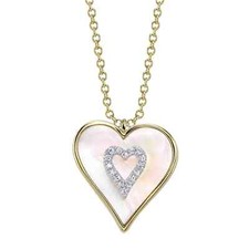 Nacre Diamant Collier Coeur