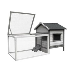 Clapier à lapin avec maison de rongeur et roue libre 146 cm gris clair Hellosho