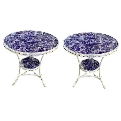 Pair amethyst inlay round - amethyst,