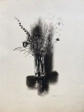 Beau dessin à L’ Encre Et Lavis Signé (indéchiffrable) et daté 61. 65 x 50 cm