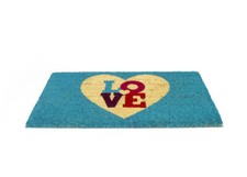 Tapis Maison Contribution En Noix de Coco Retro Antidérapant Modèle Amour Bleu