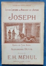 MÉHUL OPÉRA PIANO CHANT PARTITION JOSEPH ALEXANDRE DUVAL 1895 MEMPHIS