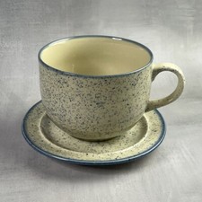 Grosse tasse jumbo et soucoupe en grès moucheté bleu Esterel TULOWICE POLAND