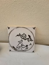 Ancien Carreau Carrelage Le Corbeau et le Renard 11cm Tiles Azulejos Déco 