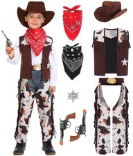 Costume De Carnaval Cowboy Pour Enfant Halloween Fête Masque 11-12 Ans