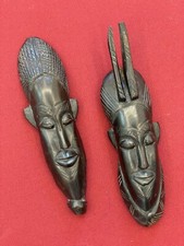 2 Statuettes Bois Art Africain Masques 